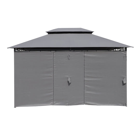 Gazebo 13x10 ft outdoor canopy with ventilated double roof and side wall gray HouseOfZazla on Tampa Home & Garden Store