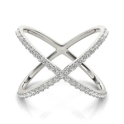 14k white gold X-style thin ring with pavé diamonds 1/2 cttw, Bids.com on Tampa Home & Garden Store