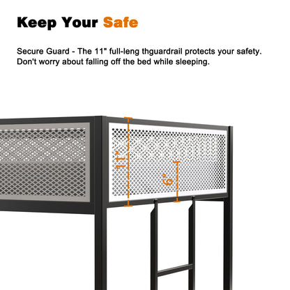 Adam bunk guard rail for HouseOfZazla beds 11-in guardrail, black frame with lattice panels on Tampa Home & Garden Store