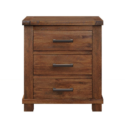 Rustic three-drawer reclaimed solid wood farmhouse nightstand set of two brown HouseOfZazla on Tampa Home & Garden Store