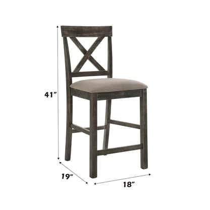 Martha II weathered counter height chair set of 2 gray/tan with X-back and cushioned seat on Tampa Home & Garden Store