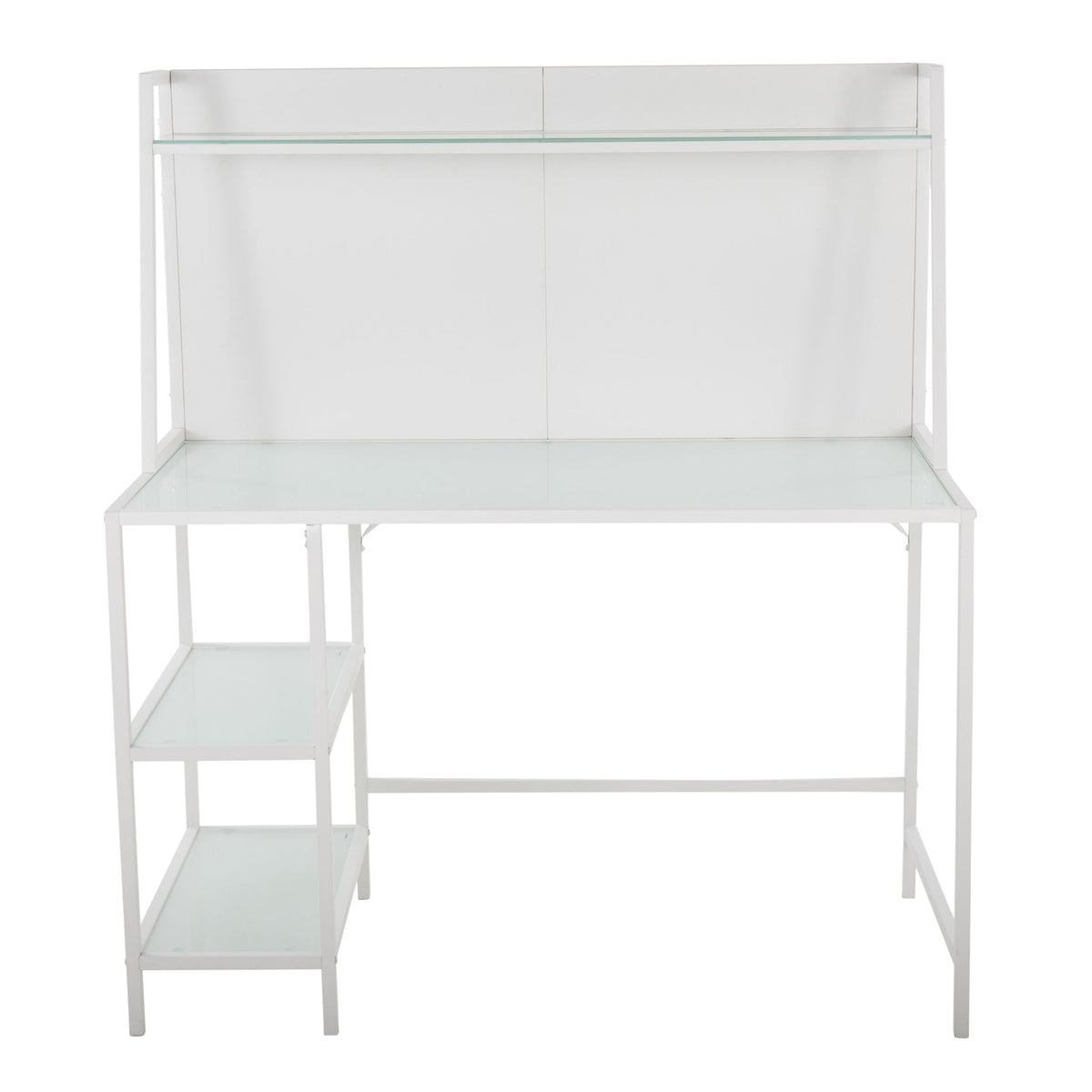 Contemporary white glass writing desk by HouseOfZazla with storage shelves on Tampa Home & Garden Store