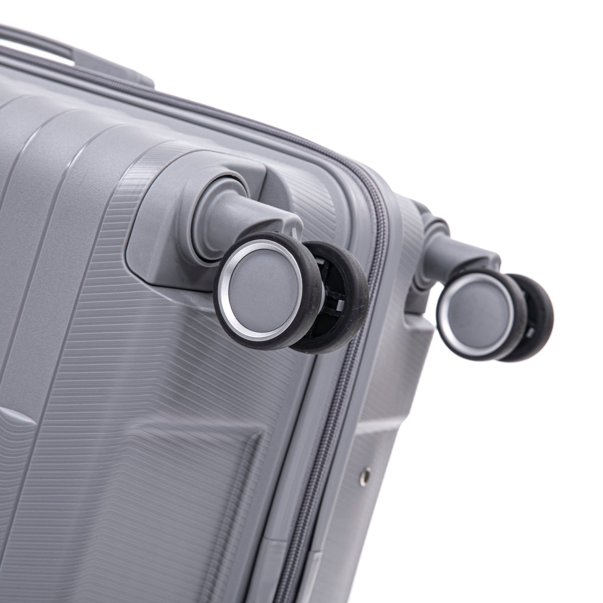 4-Piece PP Spinner Wheel Luggage Set with Cosmetic Case, light gray exterior on Tampa Home & Garden Store