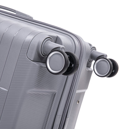 4-Piece PP Spinner Wheel Luggage Set with Cosmetic Case, light gray exterior on Tampa Home & Garden Store