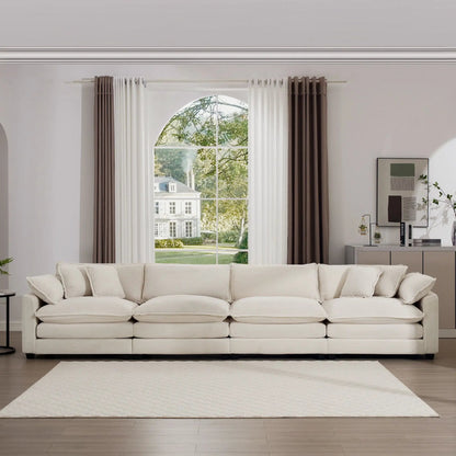 Modern Upholstered 4 Seater Sofa With Pillows