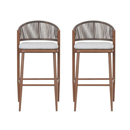 Outdoor Bar Stools With Scallop Cushion And Frame