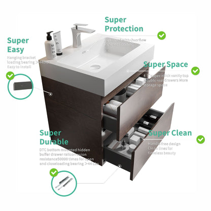 Alice wall-mounted bathroom vanity with integrated sink in black or white by HouseOfZazla on Tampa Home & Garden Store
