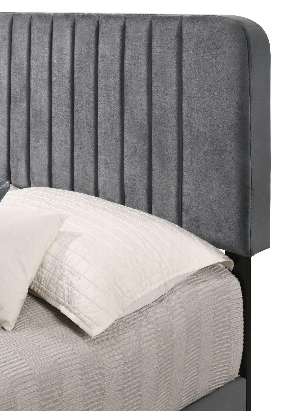 Channel Tufted Bed headboard in gray velvet by HouseOfZazla on Tampa Home & Garden Store