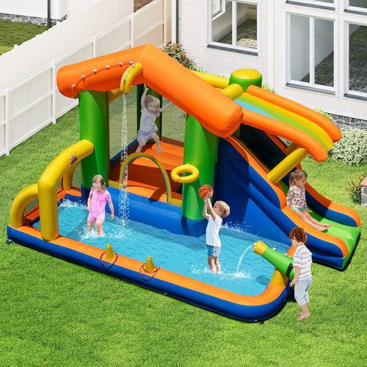 8-in-1 Inflatable Bounce House Water Park without Blower - Tampa Home & Garden Store
