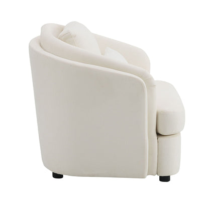 Beige linen arm chair with toss pillow by HouseOfZazla Mariko Collection on Tampa Home & Garden Store
