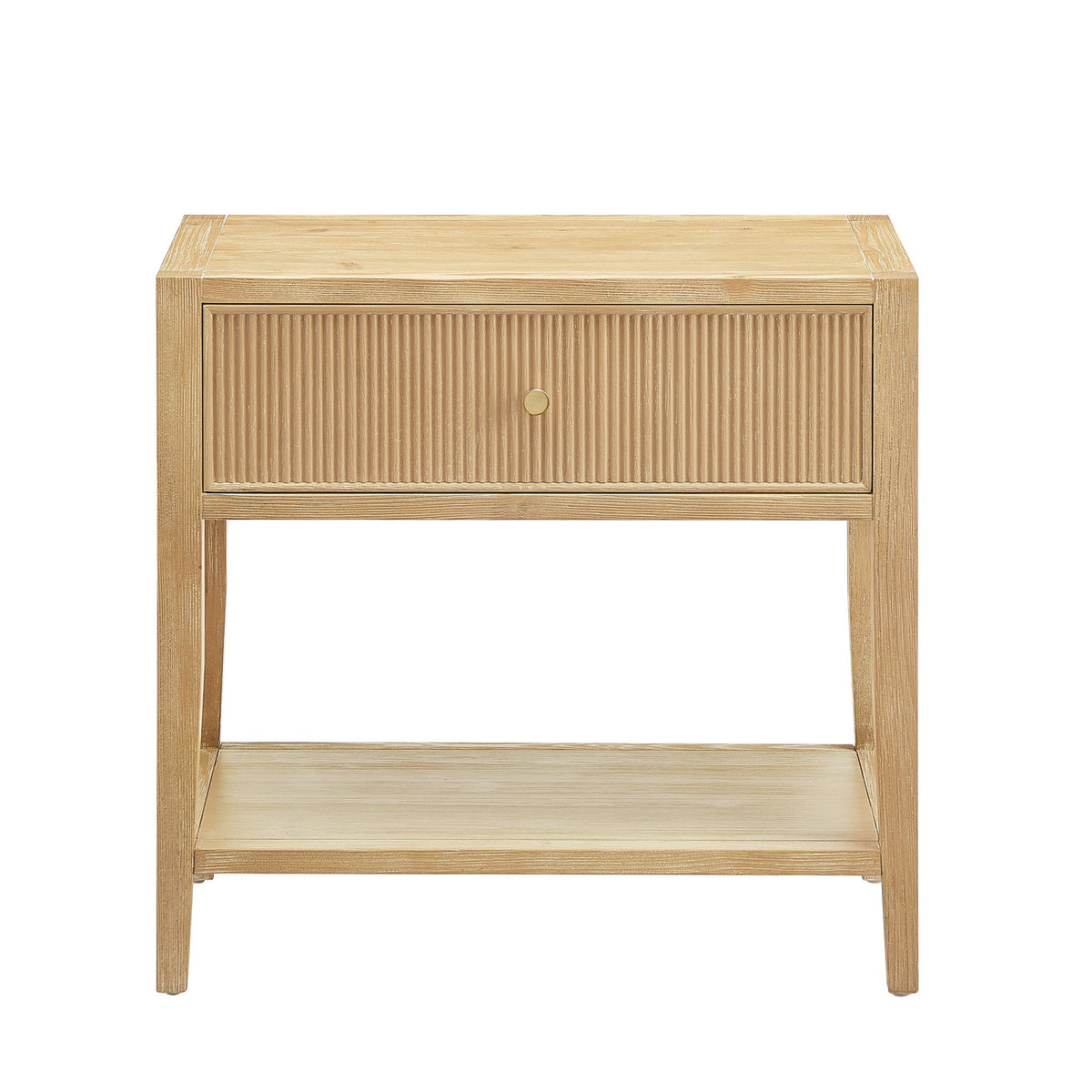 Finley 1 Drawer Storage Nightstand with Open Shelf in natural oak finish on Tampa Home & Garden Store