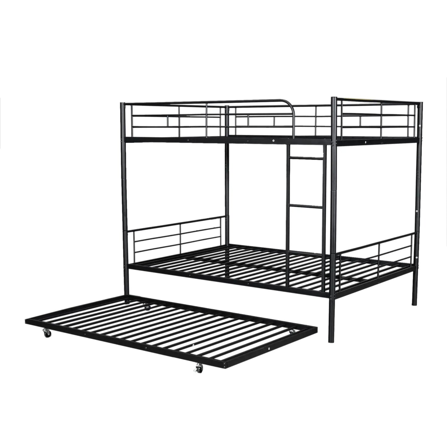 Steel Construction Bunk Bed in black metal with guard rails and ladder on Tampa Home & Garden Store