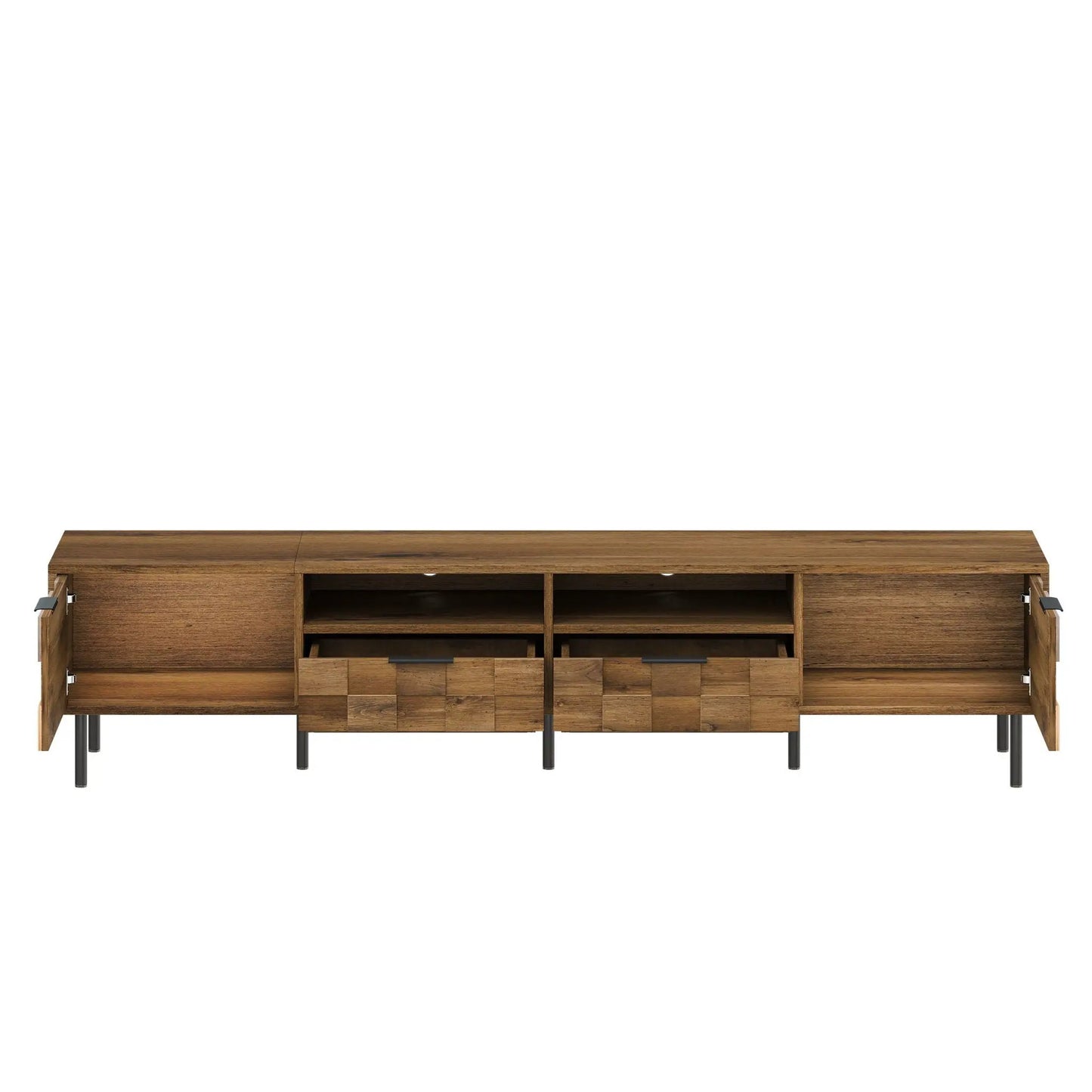 TV Stand with 2 Drawers and Cabinets Mid Century