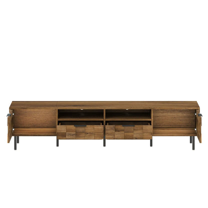 TV Stand with 2 Drawers and Cabinets Mid Century