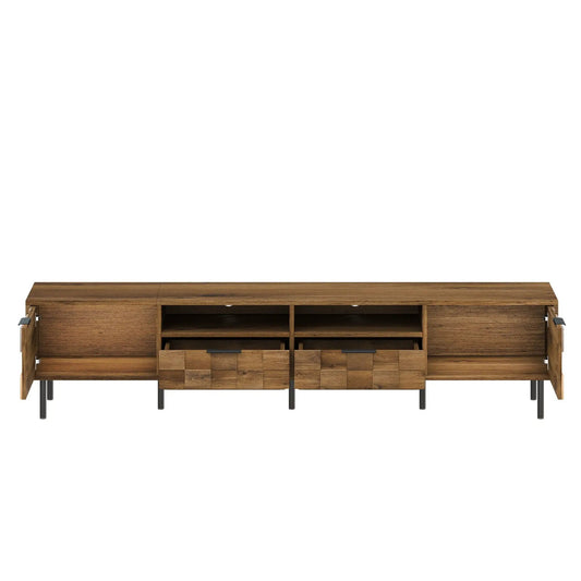 TV stand with 2 drawers and open media shelves in oak finish by Unique Piece Furniture on Tampa Home & Garden Store