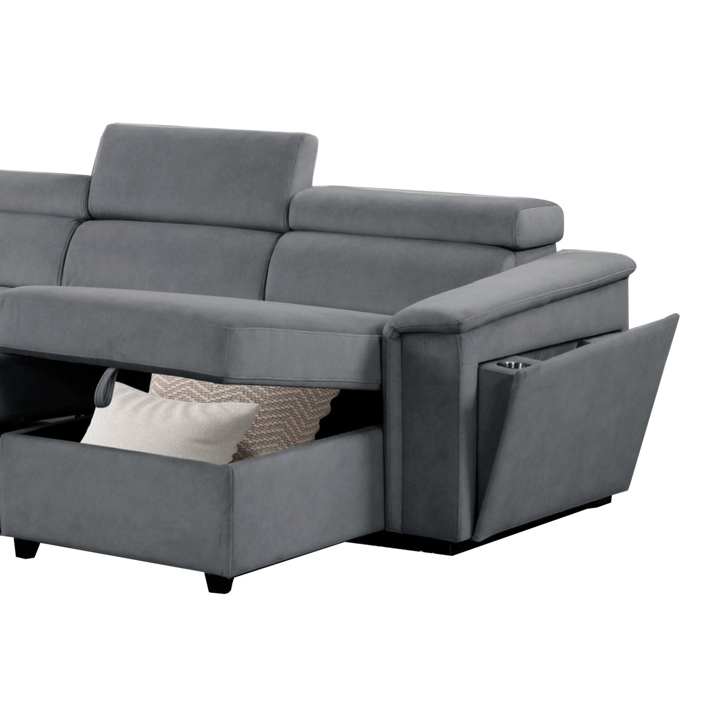 Harvey power reclining sleeper sectional in gray fabric with headrest by HouseOfZazla on Tampa Home & Garden Store