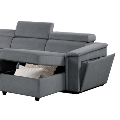 Harvey power reclining sleeper sectional in gray fabric with headrest by HouseOfZazla on Tampa Home & Garden Store
