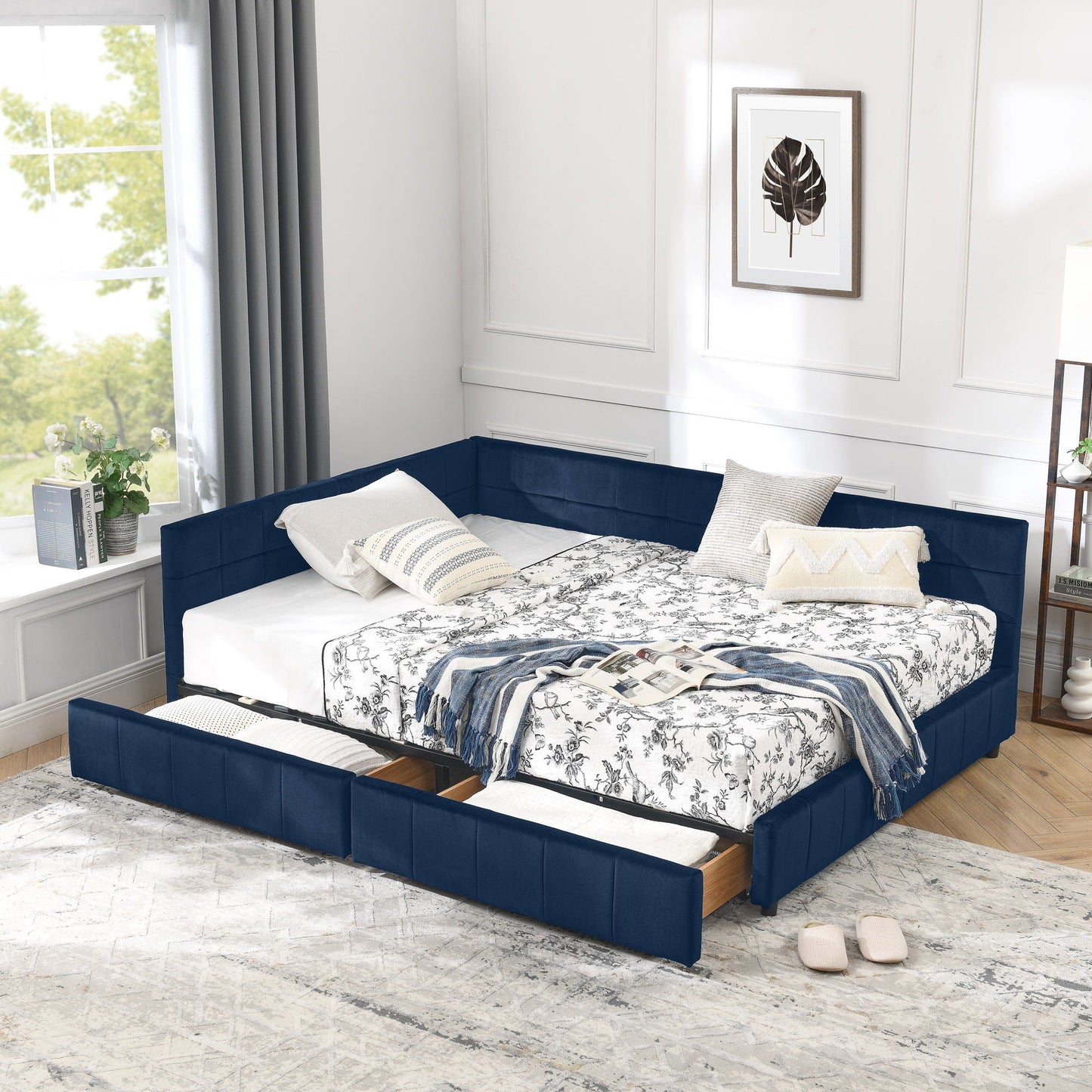 Mid-Century Upholstered Bed Frame and Backrest