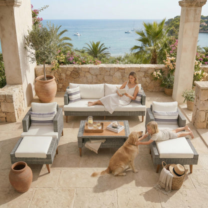 6 Piece Outdoor PE Wicker Sofa and Chairs