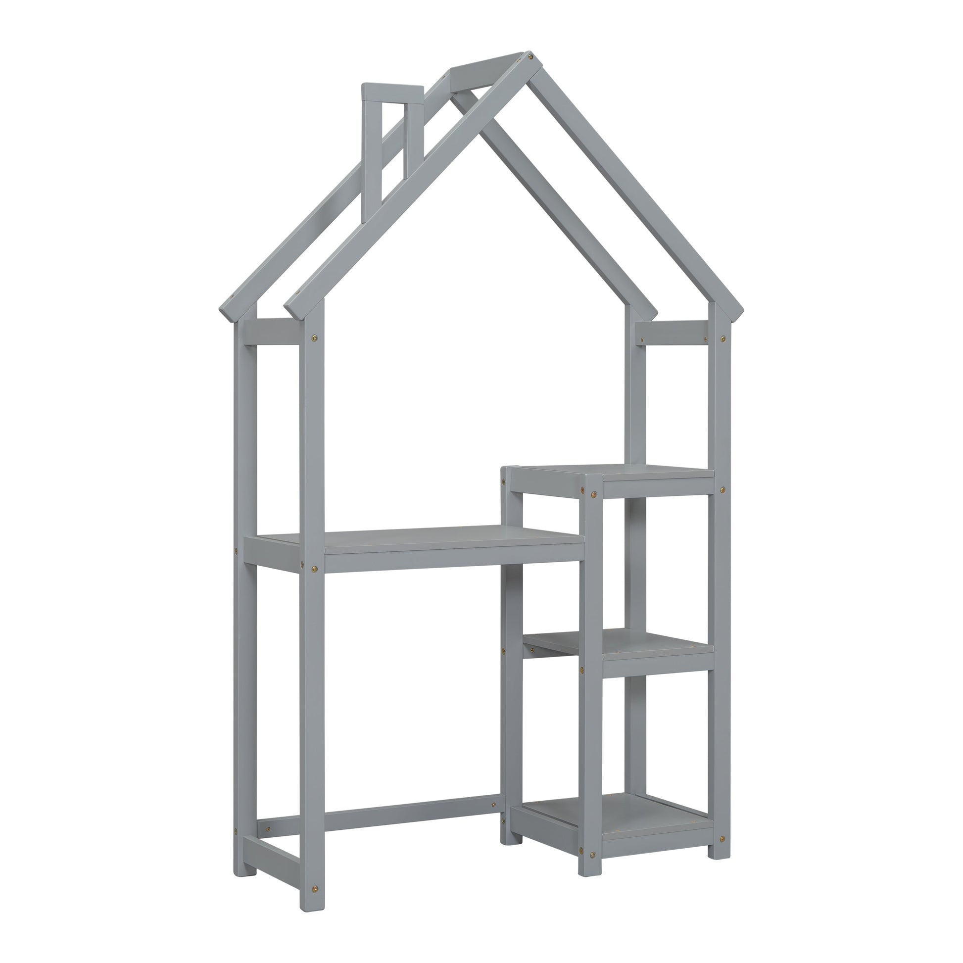 House-shaped Wooden writing Desk,Kids study Table,Bookshelf & Toy Storage,Grey - Tampa Home & Garden Store