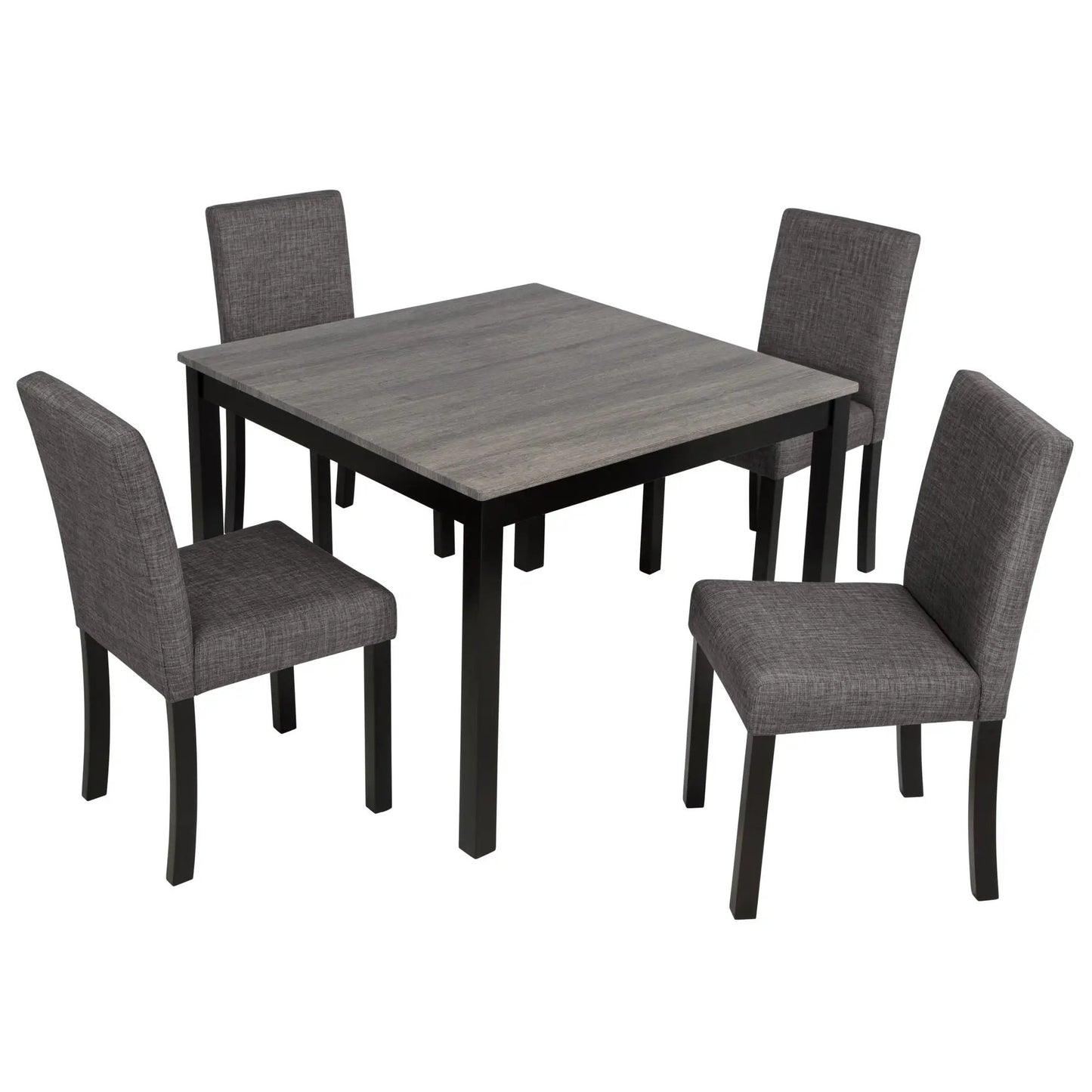 5 Piece Dining Set with upholstered gray chairs and gray wood table top Unique Piece Furniture on Tampa Home & Garden Store