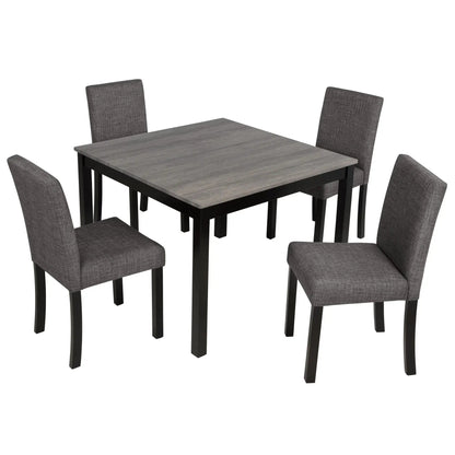 5 Piece Dining Set with upholstered gray chairs and gray wood table top Unique Piece Furniture on Tampa Home & Garden Store