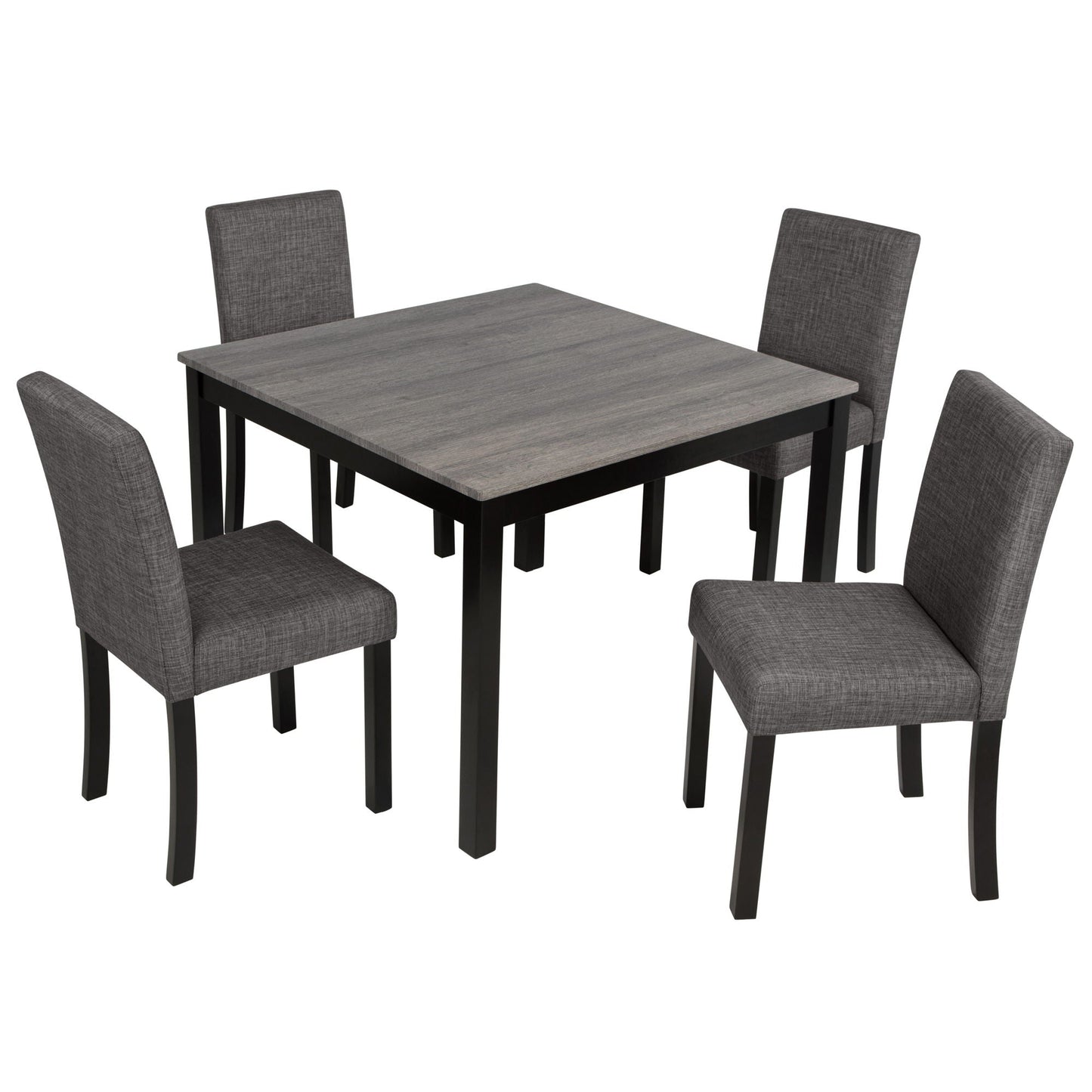 Rustic Wood Dining Table and Upholstered Chairs