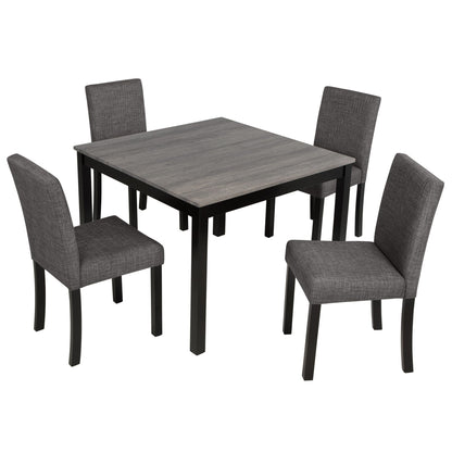 Rustic Wood Dining Table and Upholstered Chairs
