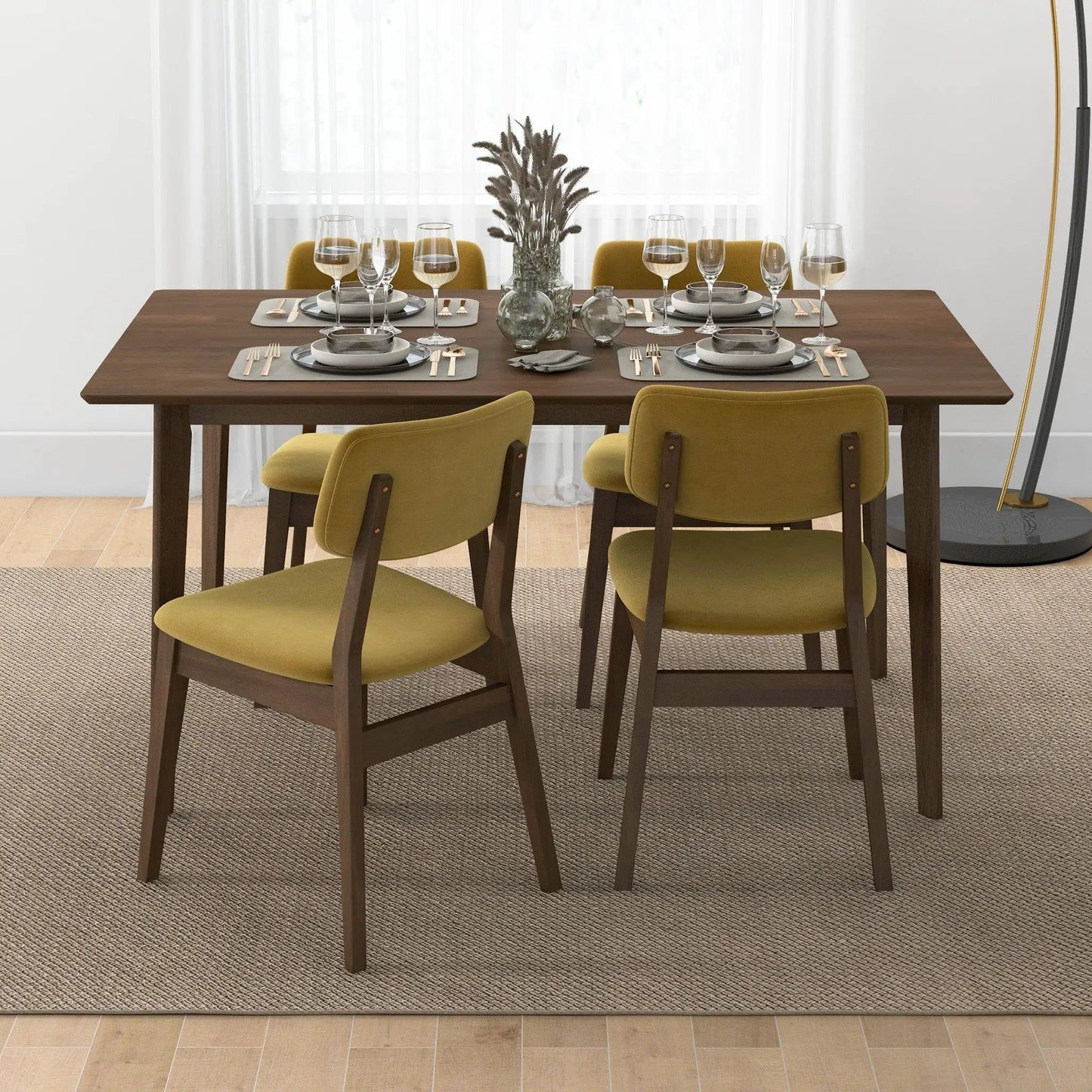 Carlos solid back side chairs set of 2, olive-green upholstery, dark wood legs on Tampa Home & Garden Store