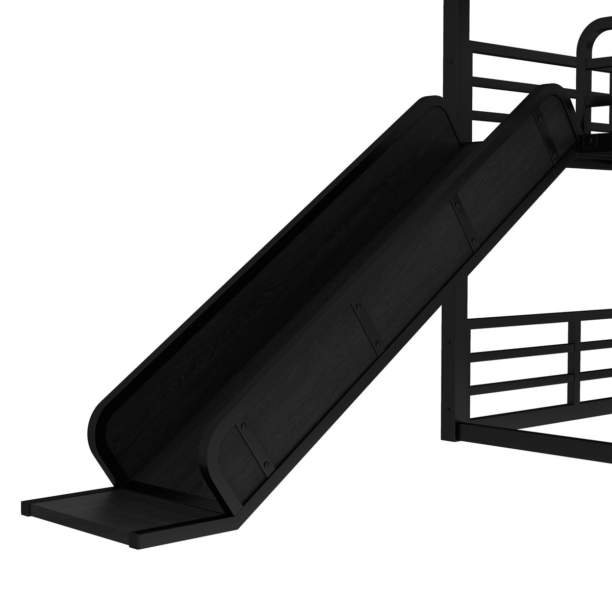 Queen Over Queen Bunk Bed with Slide black finish HouseOfZazla bunk bed frame with slide on Tampa Home & Garden Store