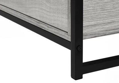 TV Stand with gray wood grain panels and black metal frame by Unique Piece Furniture on Tampa Home & Garden Store