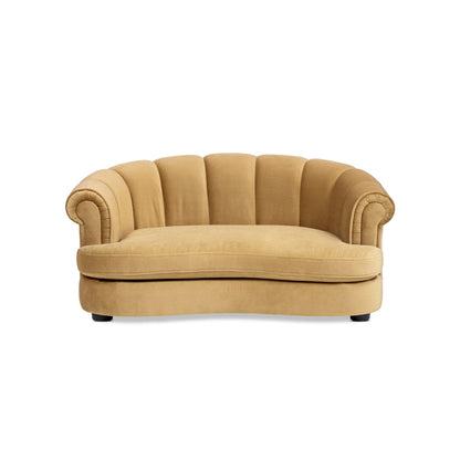Halle 35.5-inch Rolled Arm Channel-Tufted Dog Sofa Bed in golden tan velvet by HouseOfZazla on Tampa Home & Garden Store