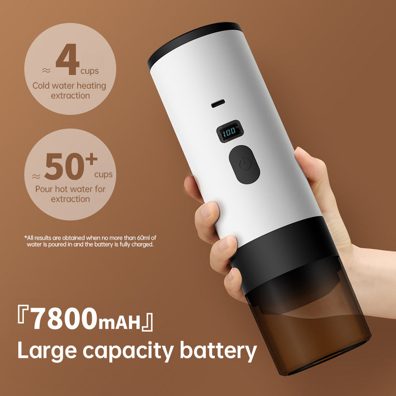 Portable Wireless 3-in-1 Espresso Maker, 7800mAh, Car/Home/Camping, Ground/Capsule Coffee. - Tampa Home & Garden Store