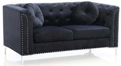 Stylish Sloped Arm Loveseat in blue micro suede with nailhead trim by HouseOfZazla on Tampa Home & Garden Store