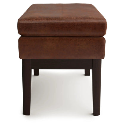 Carlson Ottoman Bench brown leather with wood legs design by Unique Piece Furniture on Tampa Home & Garden Store