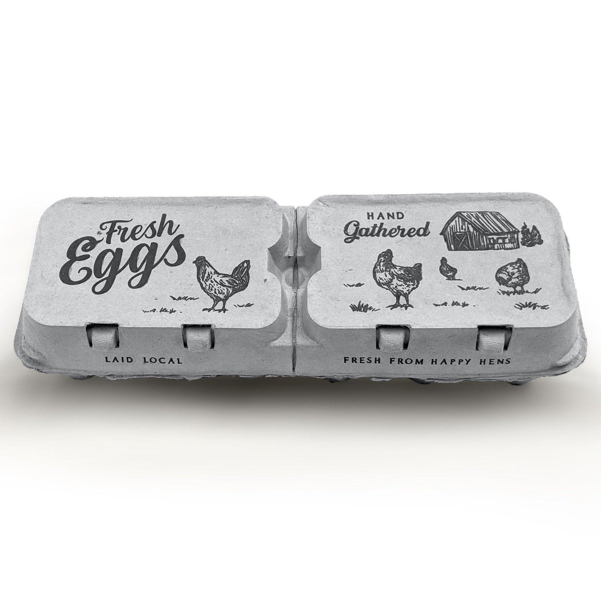 Split-apart egg carton by My Pet Chicken for 6 or 12 eggs with farm illustration on Tampa Home & Garden Store