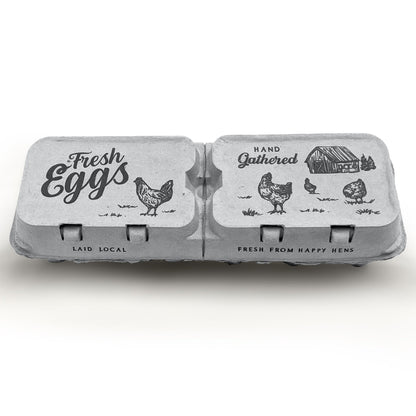 Split-apart egg carton by My Pet Chicken for 6 or 12 eggs with farm illustration on Tampa Home & Garden Store