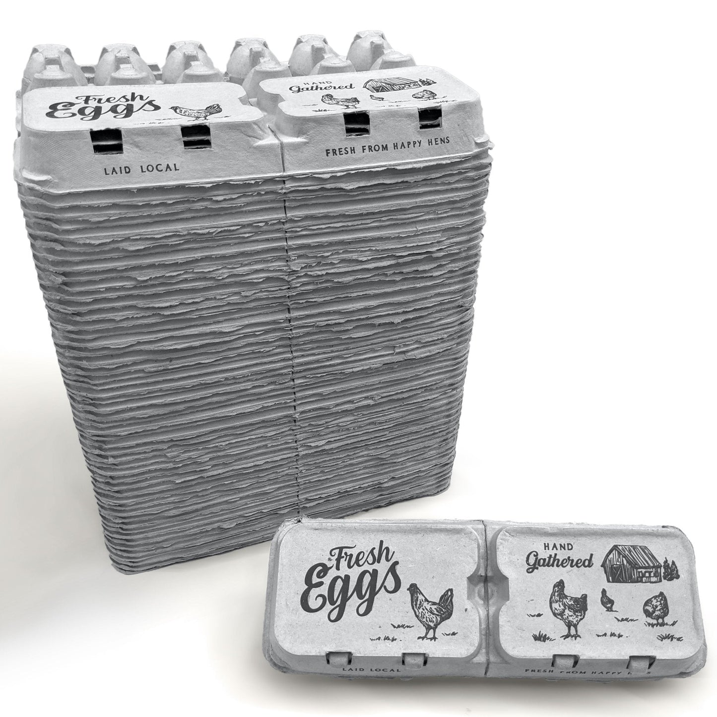 Split-Apart Egg Cartons 2-pack holds 6 or 12 extra-large eggs, My Pet Chicken, gray kraft on Tampa Home & Garden Store
