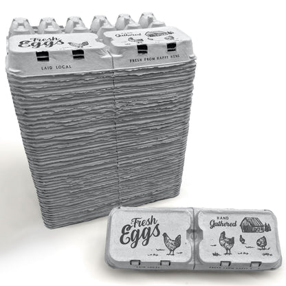 Split-Apart Egg Cartons 2-pack holds 6 or 12 extra-large eggs, My Pet Chicken, gray kraft on Tampa Home & Garden Store