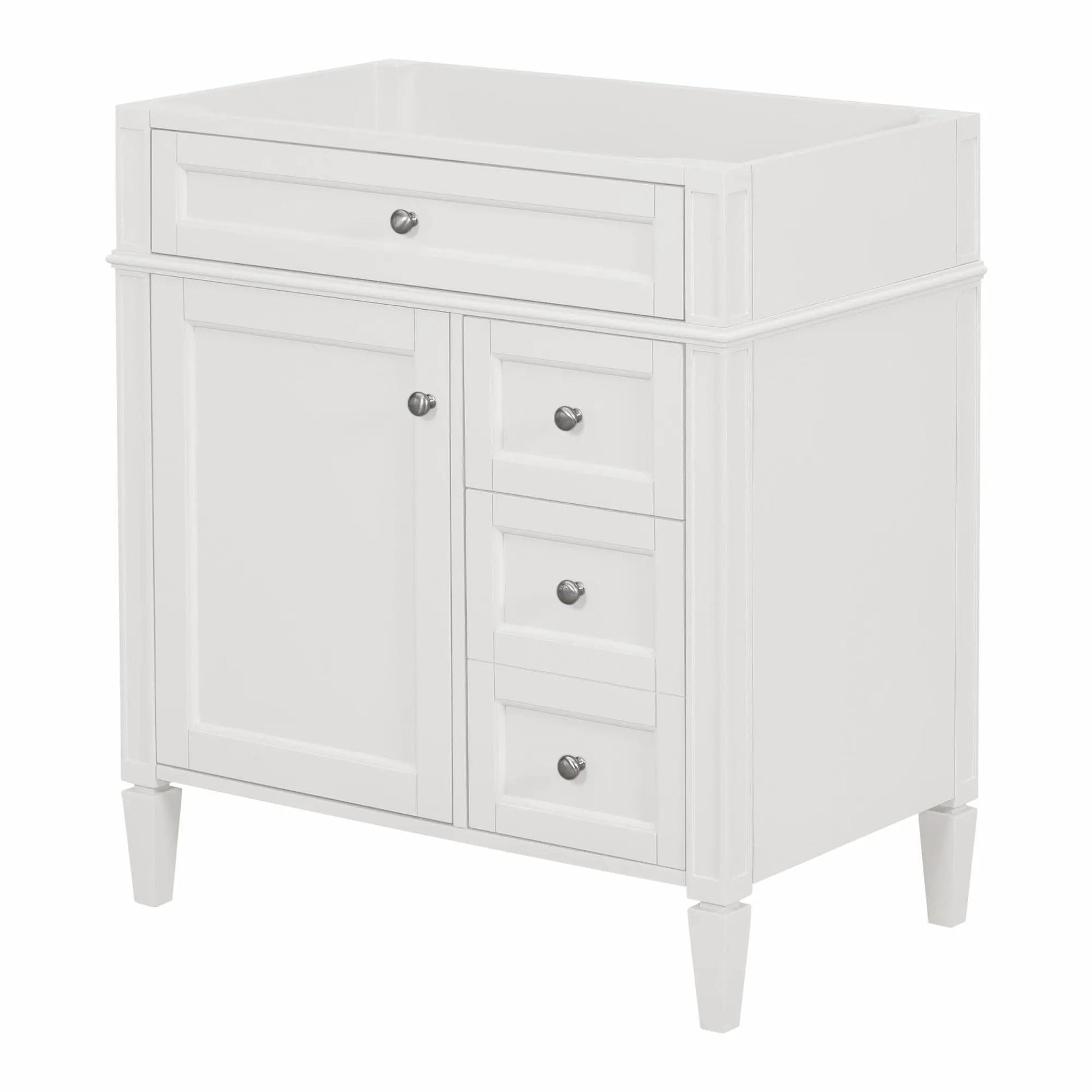 Bathroom vanity base with 2 drawers and a tip-out drawer, white finish, Unique Piece Furniture on Tampa Home & Garden Store