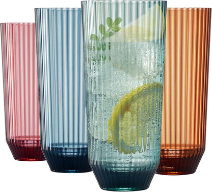 Durable And Shatterproof Ribbed Drinking Glasses