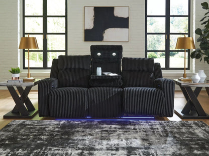 Forest Lake Power Reclining Sofa With Adj Headrest black corduroy Unique Piece Furniture on Tampa Home & Garden Store