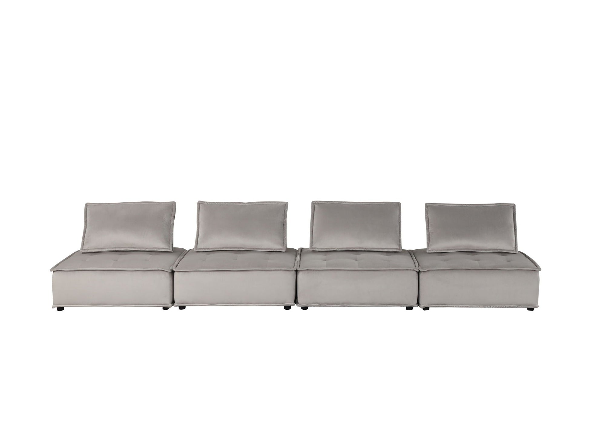 Anna stylish 4-seat stationary sectional sofa ottoman in gray fabric, HouseOfZazla on Tampa Home & Garden Store