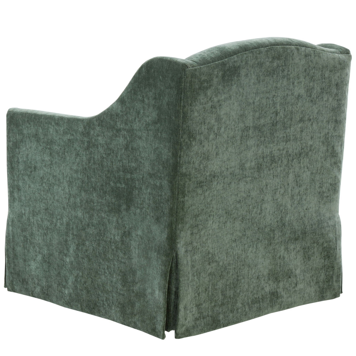 Skirted swivel accent chair in dark green velvet with 360° swivel base on Tampa Home & Garden Store