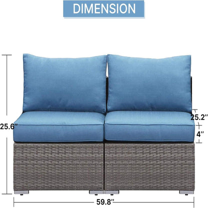 Armless Patio Sofa Set and Waterproof Cushions