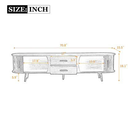 Wood TV Stand With Storage and Sliding Doors