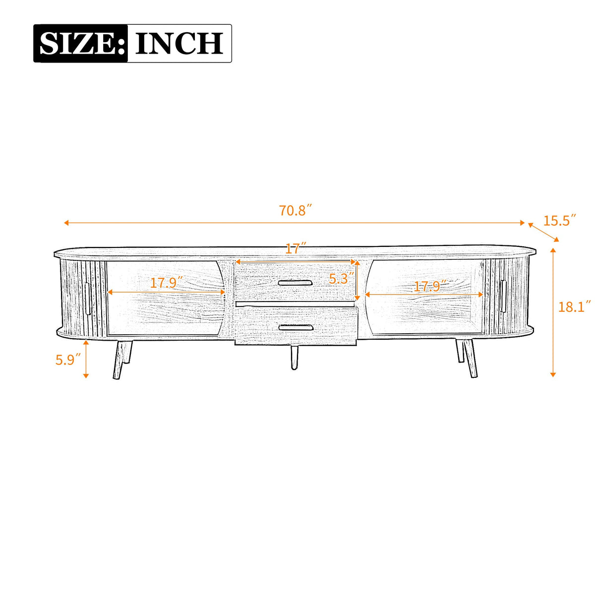 TV stand entertainment center with storage and sliding doors in dark brown on Tampa Home & Garden Store