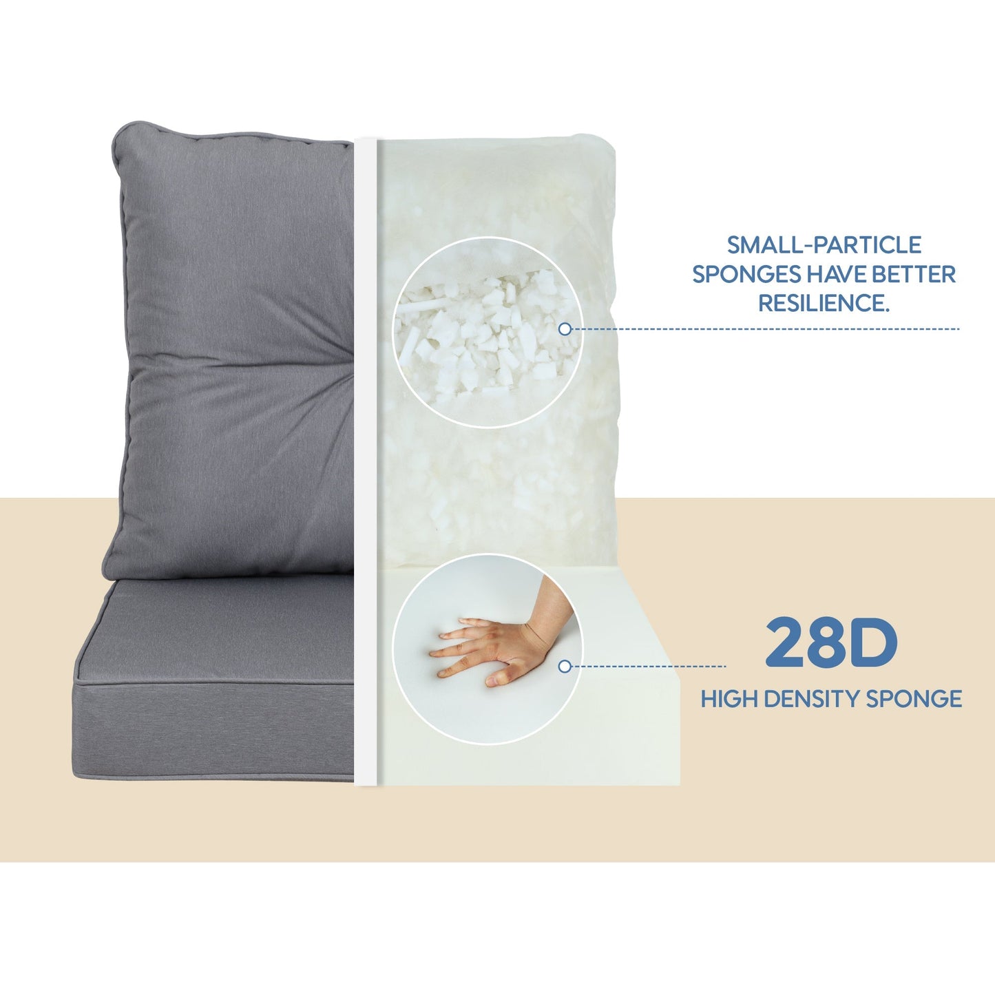 Outdoor deep seat cushions set of 2 gray beige by HouseOfZazla on Tampa Home & Garden Store