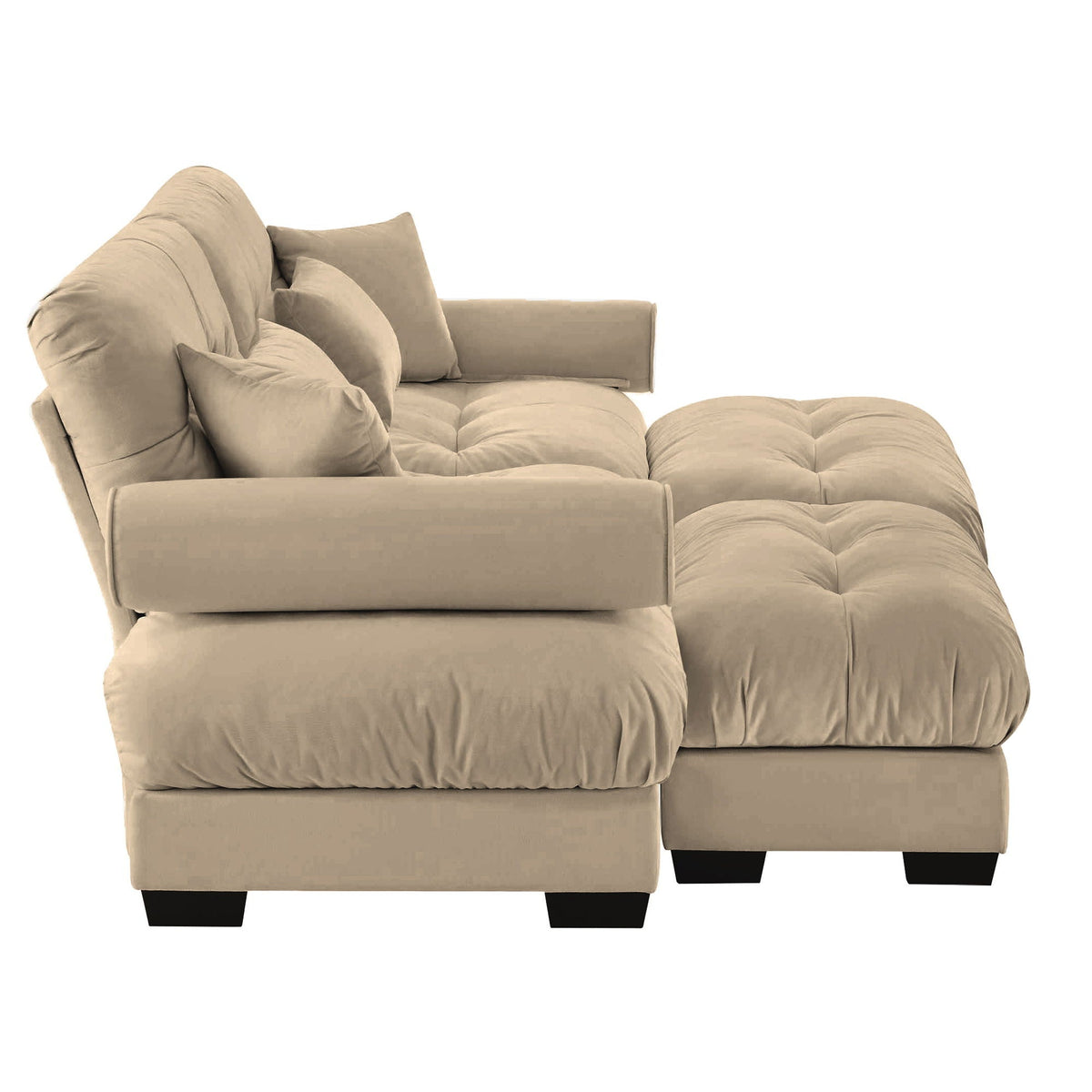 Modern sectional sofa with ottoman in beige fabric by HouseOfZazla, 2 piece living room set on Tampa Home & Garden Store