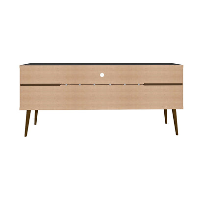 Mid-Century Modern TV Stand with wood splayed legs, light body, dark top HouseOfZazla on Tampa Home & Garden Store